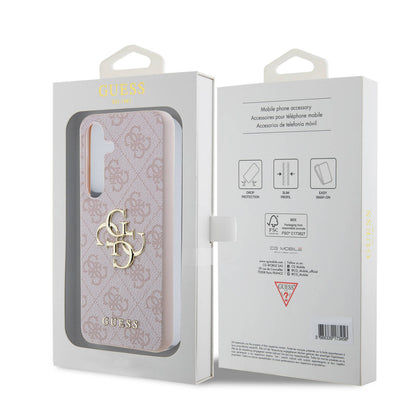 Galaxy S24 Kılıf Guess Orjinal Lisanslı PU Deri Yazı ve 4G Metal Logolu Desenli Kapak