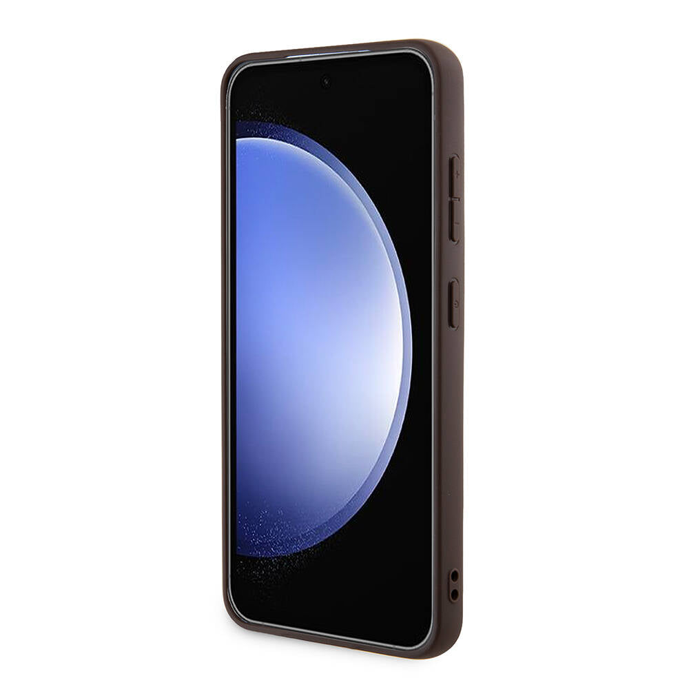 Galaxy S24 Kılıf Guess Orjinal Lisanslı PU Deri Yazı ve 4G Metal Logolu Desenli Kapak