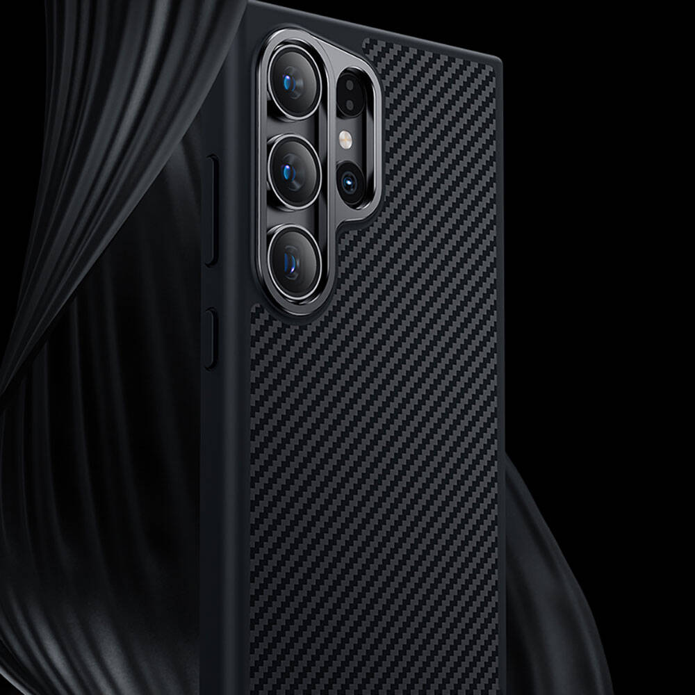Galaxy S24 Kılıf Karbon Fiber M-safe Şarj Özellikli Benks Hybrid ArmorPro 600D Kevlar Kapak
