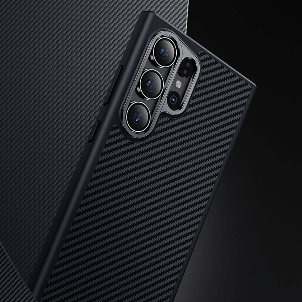 Galaxy S24 Kılıf Karbon Fiber M-safe Şarj Özellikli Benks Hybrid ArmorPro 600D Kevlar Kapak