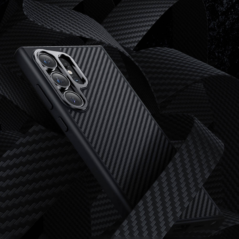 Galaxy S24 Kılıf Karbon Fiber M-safe Şarj Özellikli Benks Hybrid ArmorPro 600D Kevlar Kapak