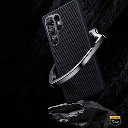 Galaxy S24 Kılıf Karbon Fiber M-safe Şarj Özellikli Benks Hybrid ArmorPro 600D Kevlar Kapak