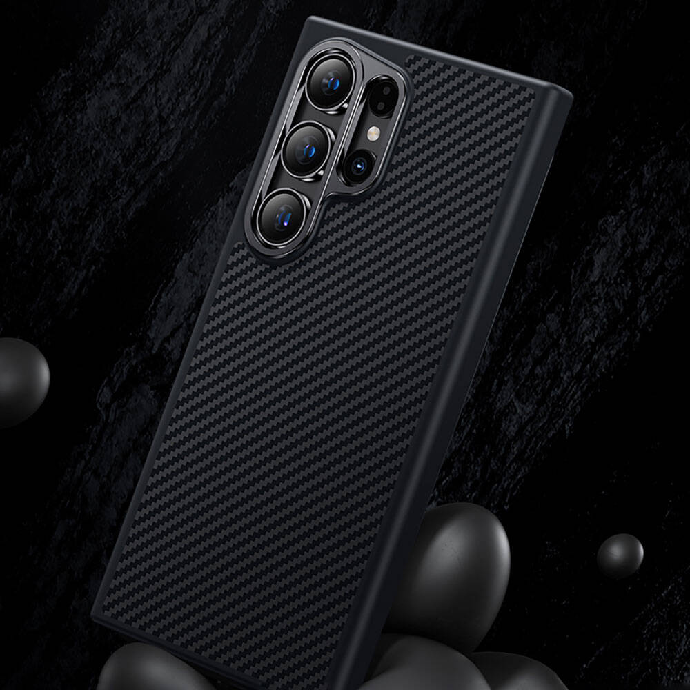 Galaxy S24 Kılıf Karbon Fiber M-safe Şarj Özellikli Benks Hybrid ArmorPro 600D Kevlar Kapak