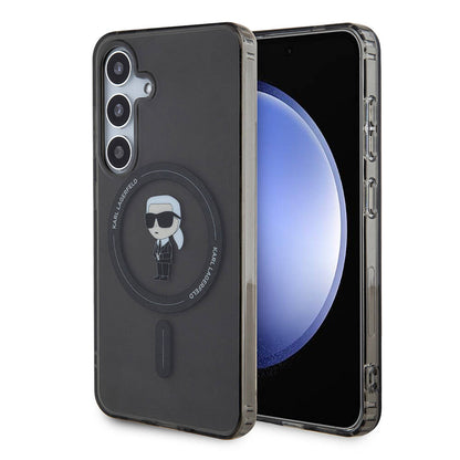 Galaxy S24 Kılıf Karl Lagerfeld Orjinal Lisanslı M-safe Şarj Özellikli Karl Head IML Baskılı Kapak