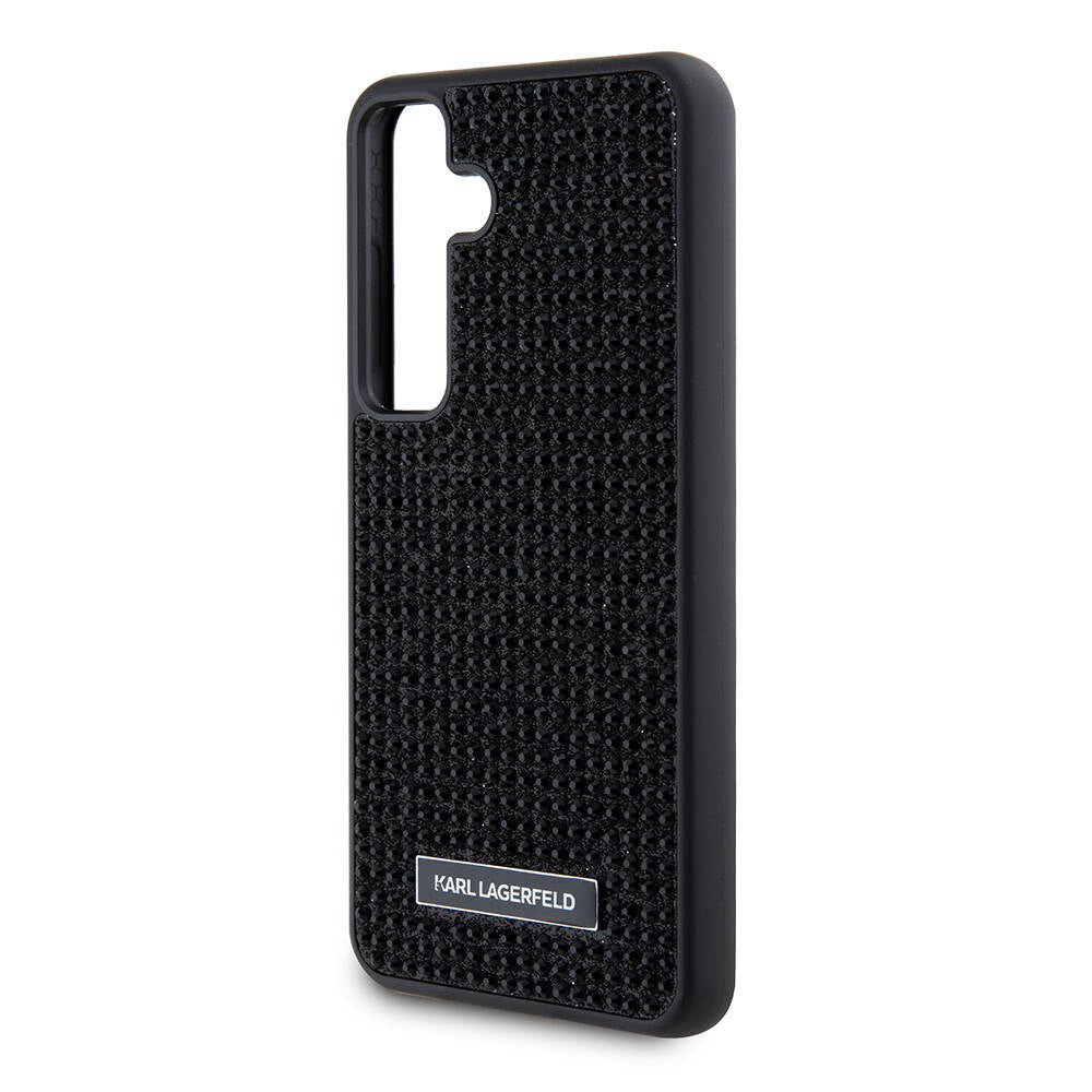 Galaxy S24 Kılıf Karl Lagerfeld Taşlı Metal Logo Orjinal Lisanslı Kapak