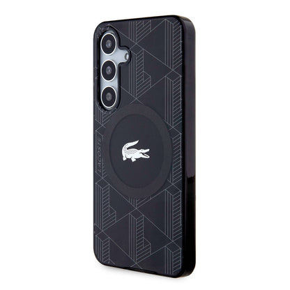 Galaxy S24 Kılıf Lacoste Orjinal Lisanslı M-safe Şarj Özellikli Çift Katmanlı Timsah Logolu Blend Monogram Kapak