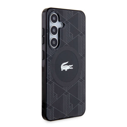 Galaxy S24 Kılıf Lacoste Orjinal Lisanslı M-safe Şarj Özellikli Çift Katmanlı Timsah Logolu Blend Monogram Kapak