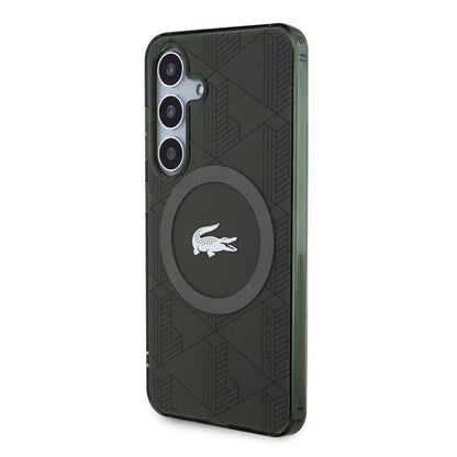 Galaxy S24 Kılıf Lacoste Orjinal Lisanslı M-safe Şarj Özellikli Çift Katmanlı Timsah Logolu Blend Monogram Kapak