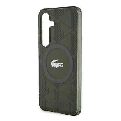 Galaxy S24 Kılıf Lacoste Orjinal Lisanslı M-safe Şarj Özellikli Çift Katmanlı Timsah Logolu Blend Monogram Kapak