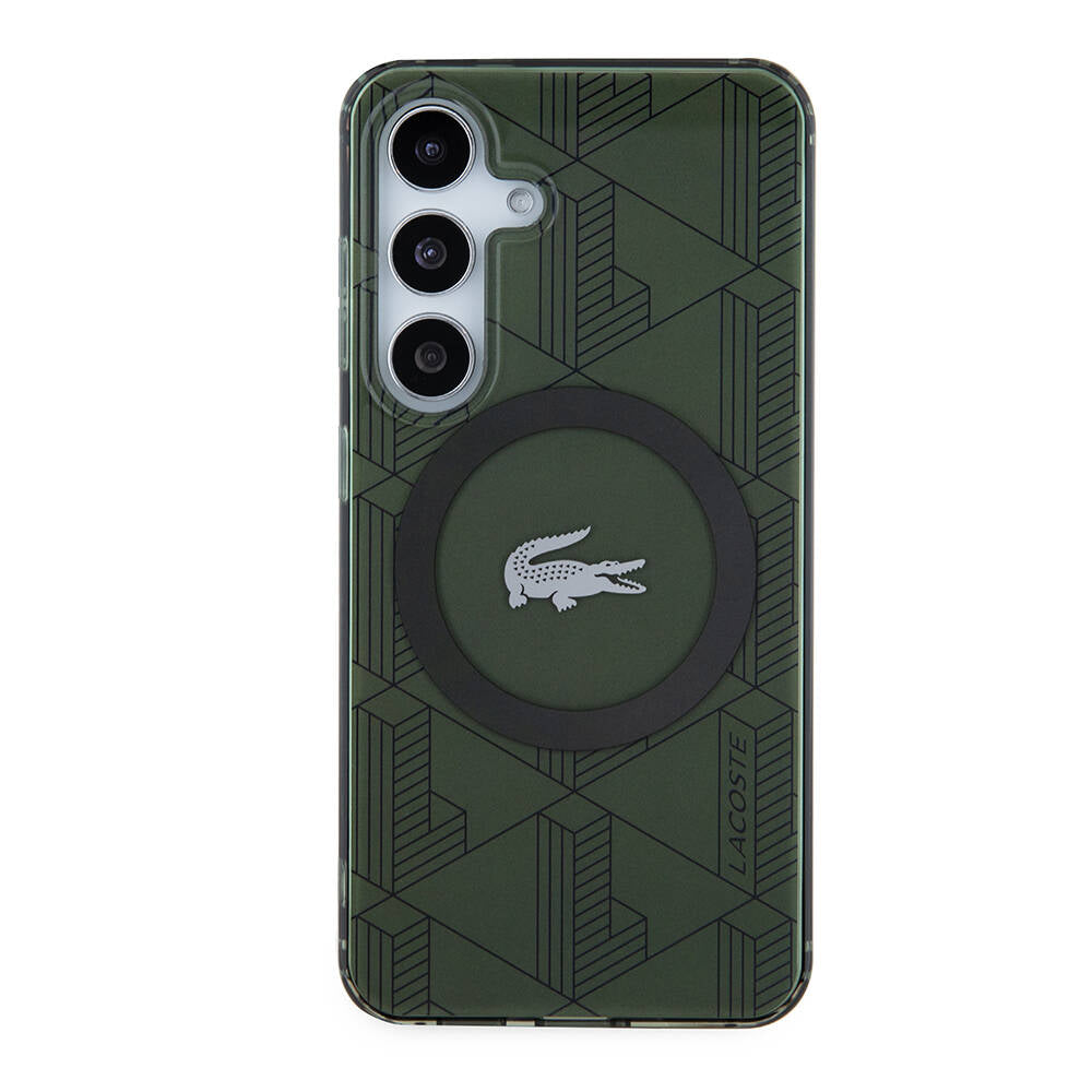 Galaxy S24 Kılıf Lacoste Orjinal Lisanslı M-safe Şarj Özellikli Çift Katmanlı Timsah Logolu Blend Monogram Kapak