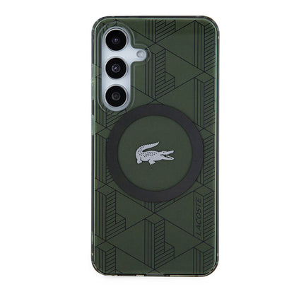 Galaxy S24 Kılıf Lacoste Orjinal Lisanslı M-safe Şarj Özellikli Çift Katmanlı Timsah Logolu Blend Monogram Kapak