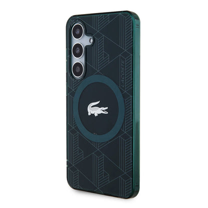 Galaxy S24 Kılıf Lacoste Orjinal Lisanslı M-safe Şarj Özellikli Çift Katmanlı Timsah Logolu Blend Monogram Kapak