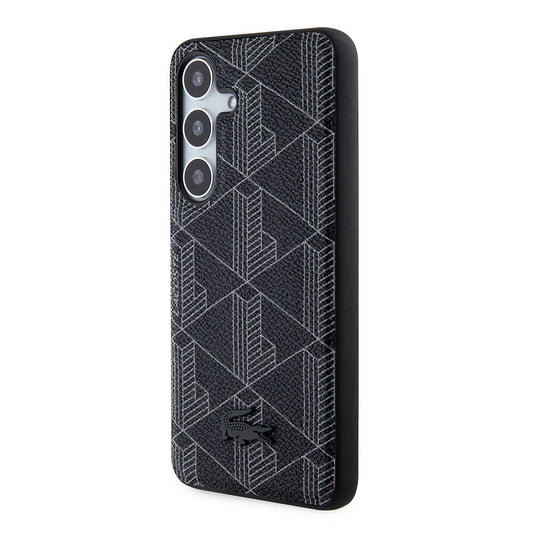 Galaxy S24 Kılıf Lacoste Orjinal Lisanslı M-safe Şarj Özellikli PU Deri Görünümlü Karışık Monogram Desenli Kapak
