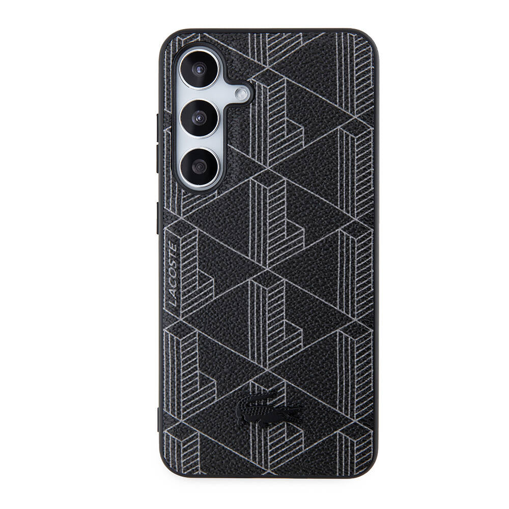 Galaxy S24 Kılıf Lacoste Orjinal Lisanslı M-safe Şarj Özellikli PU Deri Görünümlü Karışık Monogram Desenli Kapak