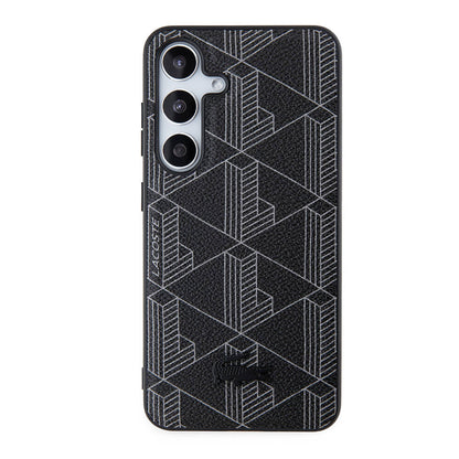 Galaxy S24 Kılıf Lacoste Orjinal Lisanslı M-safe Şarj Özellikli PU Deri Görünümlü Karışık Monogram Desenli Kapak