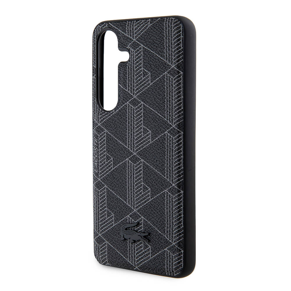 Galaxy S24 Kılıf Lacoste Orjinal Lisanslı M-safe Şarj Özellikli PU Deri Görünümlü Karışık Monogram Desenli Kapak