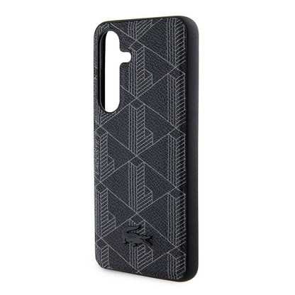Galaxy S24 Kılıf Lacoste Orjinal Lisanslı M-safe Şarj Özellikli PU Deri Görünümlü Karışık Monogram Desenli Kapak