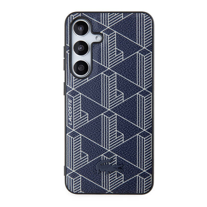 Galaxy S24 Kılıf Lacoste Orjinal Lisanslı M-safe Şarj Özellikli PU Deri Görünümlü Karışık Monogram Desenli Kapak