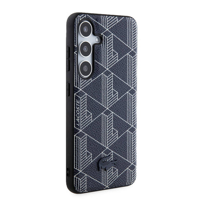 Galaxy S24 Kılıf Lacoste Orjinal Lisanslı M-safe Şarj Özellikli PU Deri Görünümlü Karışık Monogram Desenli Kapak