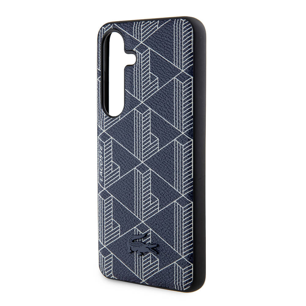 Galaxy S24 Kılıf Lacoste Orjinal Lisanslı M-safe Şarj Özellikli PU Deri Görünümlü Karışık Monogram Desenli Kapak