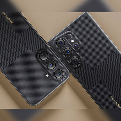 Galaxy S24 Kılıf M-safe Şarj Özellikli Karbon Fiber Benks Montage Hybrid ArmorPro Kevlar Kapak