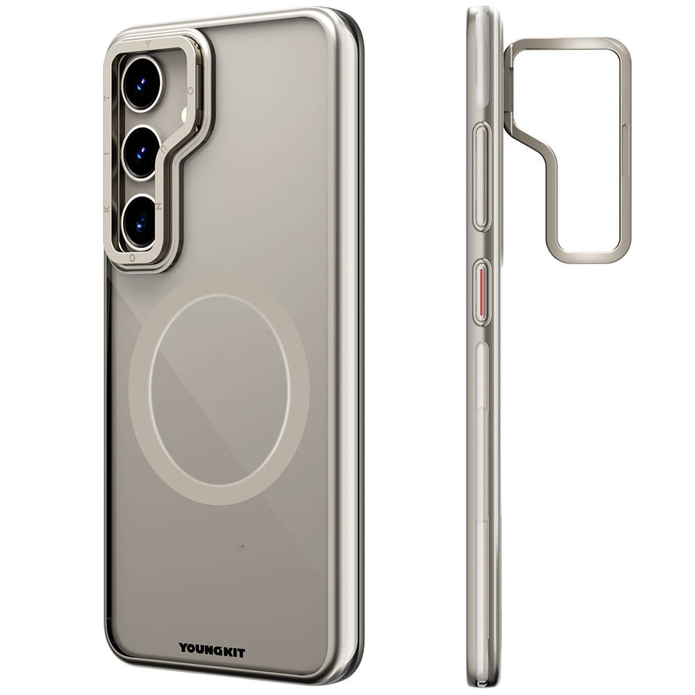 Galaxy S24 Kılıf M-safe Şarj Özellikli Sararma Önleyici Youngkit Crystal Grid Kapak