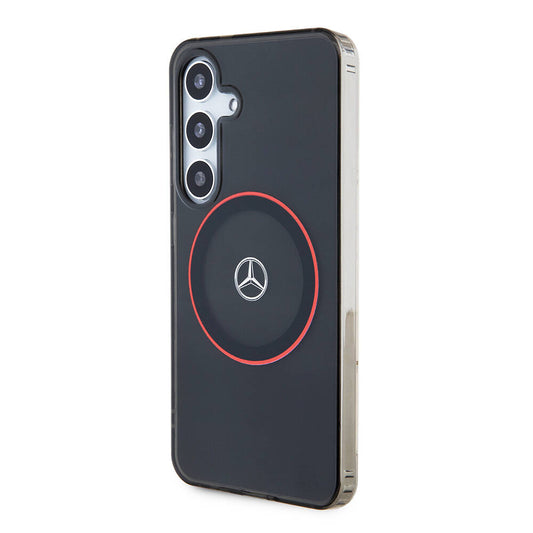 Galaxy S24 Kılıf Mercedes Benz Orjinal Lisanslı M-safe Şarj Özellikli IML Yıldız Logolu Red Ring Kapak