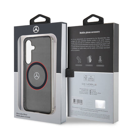 Galaxy S24 Kılıf Mercedes Benz Orjinal Lisanslı M-safe Şarj Özellikli IML Yıldız Logolu Red Ring Kapak