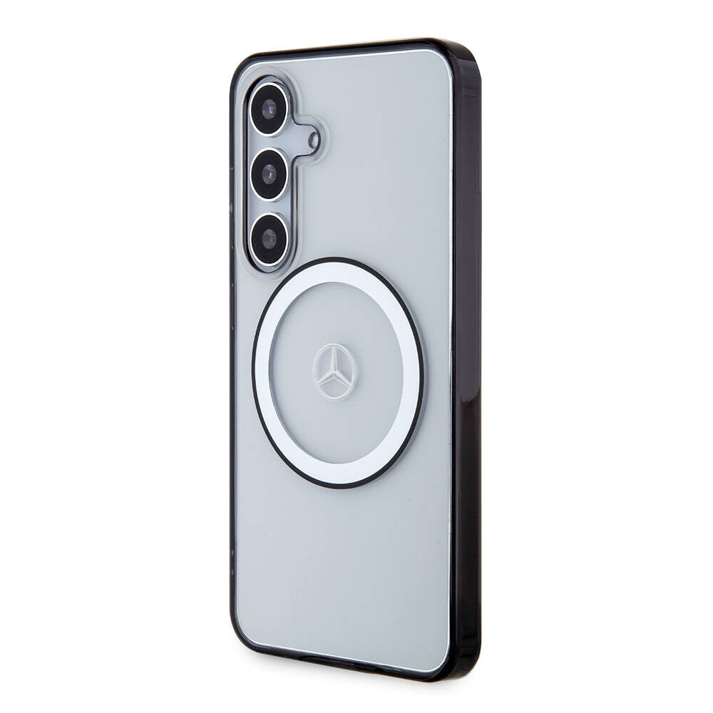 Galaxy S24 Kılıf Mercedes Benz Orjinal Lisanslı M-safe Şarj Özellikli PC TPU Transparan Black Ring Kapak