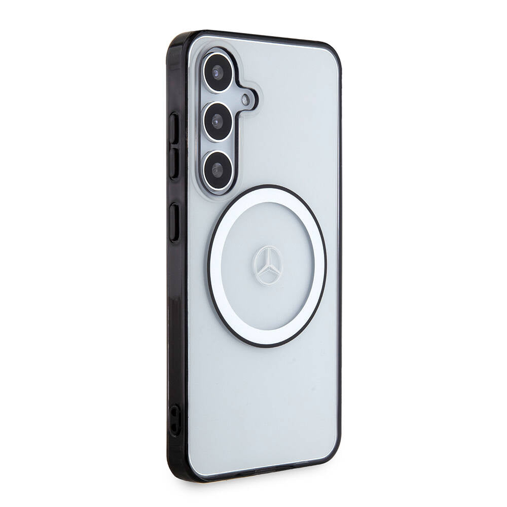 Galaxy S24 Kılıf Mercedes Benz Orjinal Lisanslı M-safe Şarj Özellikli PC TPU Transparan Black Ring Kapak