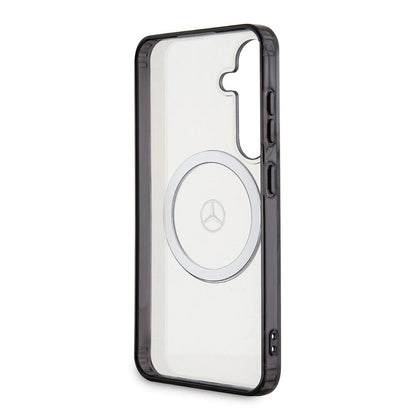 Galaxy S24 Kılıf Mercedes Benz Orjinal Lisanslı M-safe Şarj Özellikli PC TPU Transparan Black Ring Kapak