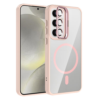 Galaxy S24 Kılıf Standlı ve Kamera Lens Hediyeli M-Safe Şarj Özellikli Zore Etro Kapak