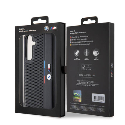 Galaxy S24 Plus Kılıf BMW Orjinal Lisanslı M Logolu Üç Renk Çizgili Delikli Detail Line Kapak