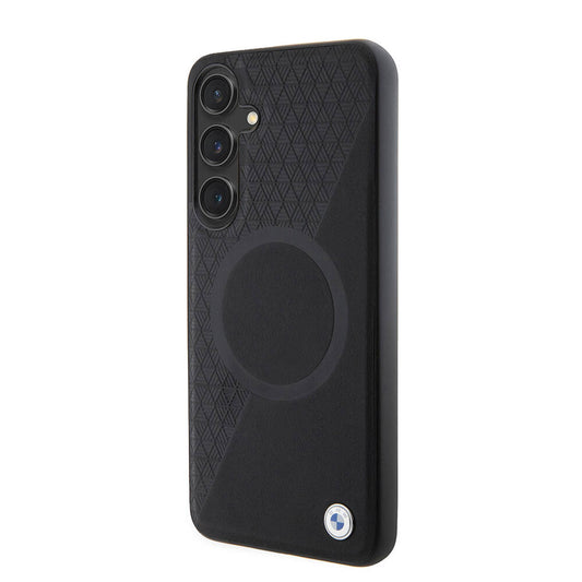 Galaxy S24 Plus Kılıf BMW Orjinal Lisanslı M-safe Şarj Özellikli Yarım Dokulu Circle Leather Kapak