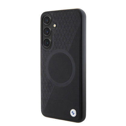 Galaxy S24 Plus Kılıf BMW Orjinal Lisanslı M-safe Şarj Özellikli Yarım Dokulu Circle Leather Kapak