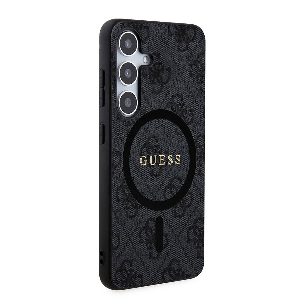 Galaxy S24 Plus Kılıf Guess Orjinal Lisanslı M-safe Şarj Özellikli PU Halkalı 4G Desenli Yazı Logolu Kapak