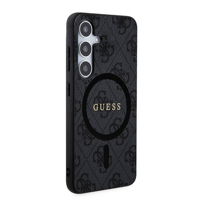Galaxy S24 Plus Kılıf Guess Orjinal Lisanslı M-safe Şarj Özellikli PU Halkalı 4G Desenli Yazı Logolu Kapak