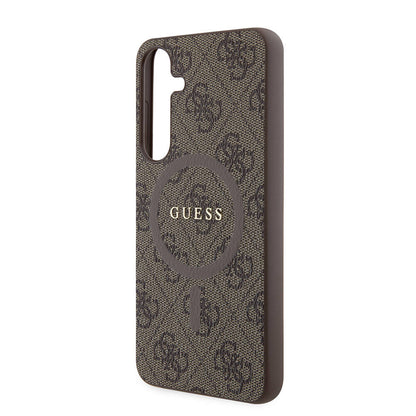 Galaxy S24 Plus Kılıf Guess Orjinal Lisanslı M-safe Şarj Özellikli PU Halkalı 4G Desenli Yazı Logolu Kapak