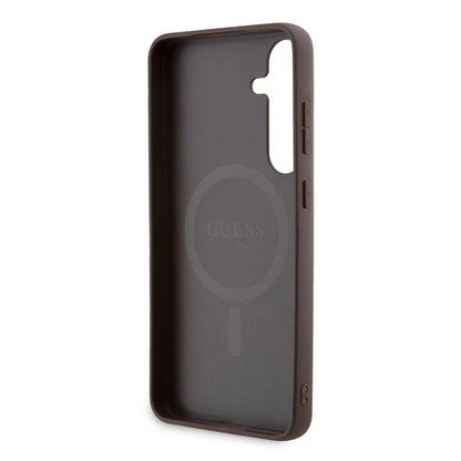 Galaxy S24 Plus Kılıf Guess Orjinal Lisanslı M-safe Şarj Özellikli PU Halkalı 4G Desenli Yazı Logolu Kapak