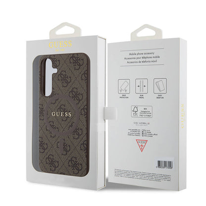 Galaxy S24 Plus Kılıf Guess Orjinal Lisanslı M-safe Şarj Özellikli PU Halkalı 4G Desenli Yazı Logolu Kapak