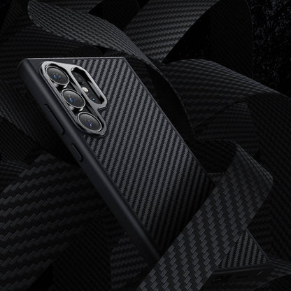Galaxy S24 Plus Kılıf Karbon Fiber M-safe Şarj Özellikli Benks Hybrid ArmorPro 600D Kevlar Kapak