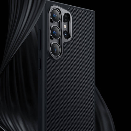 Galaxy S24 Plus Kılıf Karbon Fiber M-safe Şarj Özellikli Benks Hybrid ArmorPro 600D Kevlar Kapak