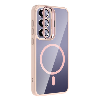Galaxy S24 Plus Kılıf Standlı ve Kamera Lens Hediyeli M-Safe Şarj Özellikli Zore Etro Kapak
