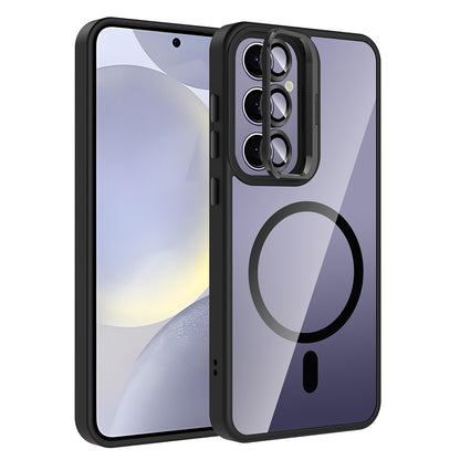 Galaxy S24 Plus Kılıf Standlı ve Kamera Lens Hediyeli M-Safe Şarj Özellikli Zore Etro Kapak