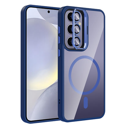 Galaxy S24 Plus Kılıf Standlı ve Kamera Lens Hediyeli M-Safe Şarj Özellikli Zore Etro Kapak