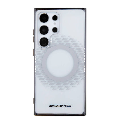 Galaxy S24 Ultra Kılıf AMG Orjinal Lisanslı M-safe Şarj Özellikli Eşkenar Dörtgen Desenli Transparan Kapak