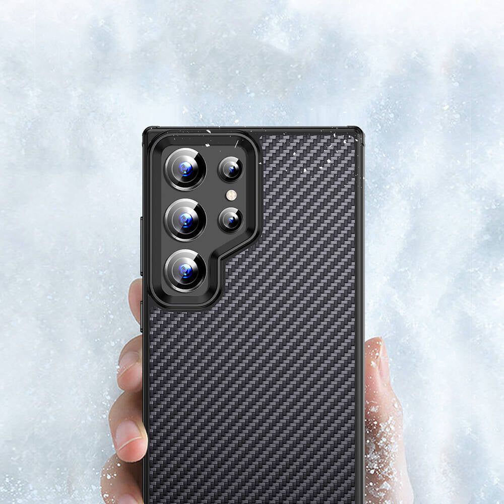 Galaxy S24 Ultra Kılıf Aramid Karbon Fiber M-safe Özellikli Wlons Radison Kapak