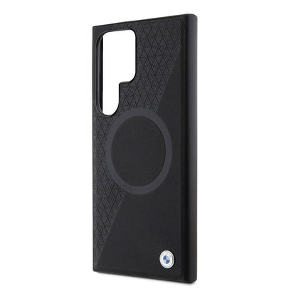 Galaxy S24 Ultra Kılıf BMW Orjinal Lisanslı M-safe Şarj Özellikli Yarım Dokulu Circle Leather Kapak