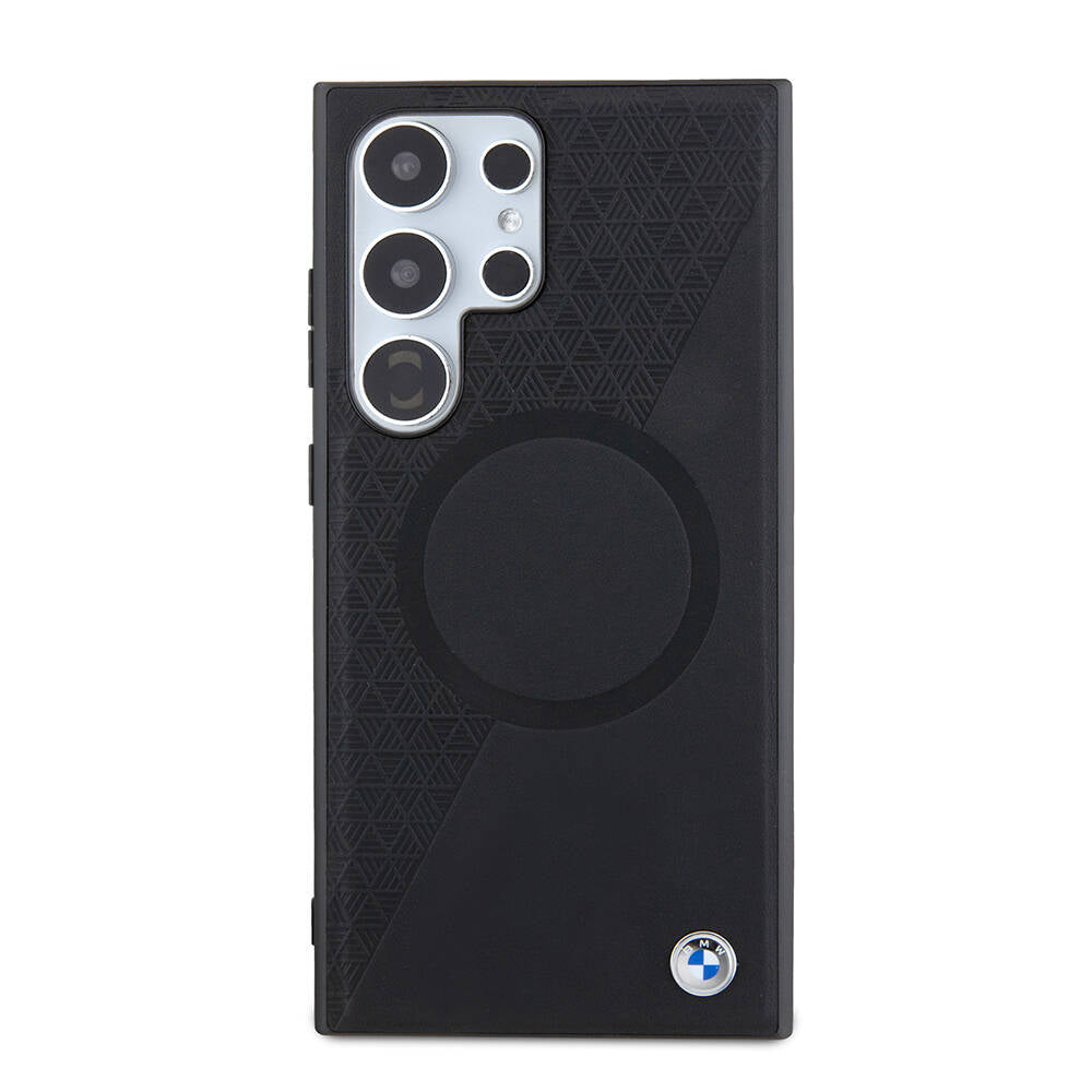 Galaxy S24 Ultra Kılıf BMW Orjinal Lisanslı M-safe Şarj Özellikli Yarım Dokulu Circle Leather Kapak