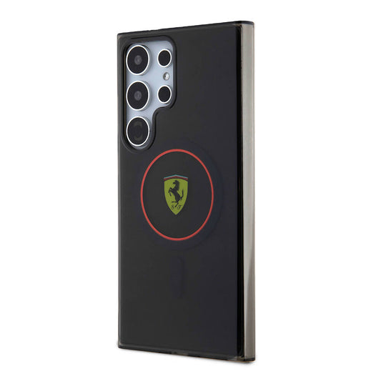 Galaxy S24 Ultra Kılıf Ferrari Orjinal Lisanslı M-safe Şarj Özellikli Füme İç Yüzey Circle Line Kapak